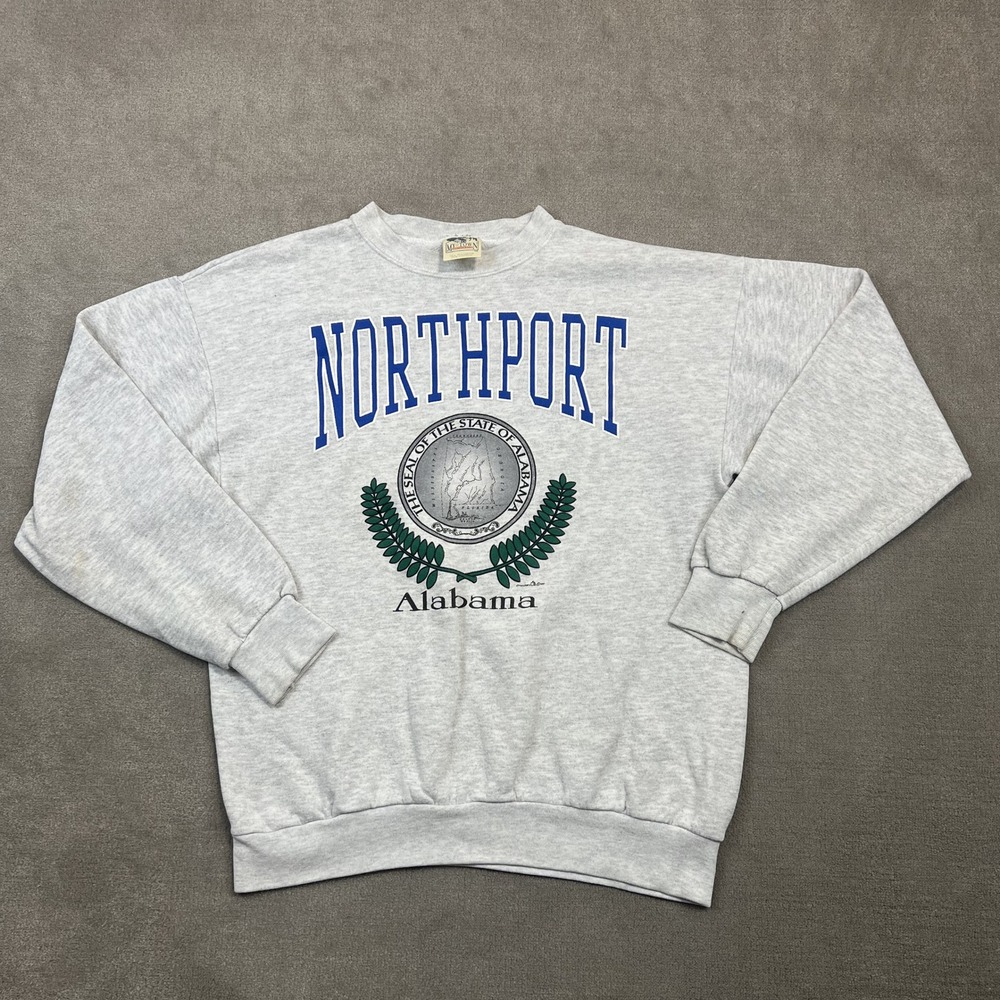 My Town Originals Northport Alabama Sweatshirt Mens XL Gray Vintage 90s Graphic